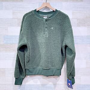 Champion UO Exclusive Teddy Fleece Sweatshirt Green Athleisure Mens Small